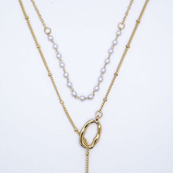 Multi-Strand pearl and gem drop necklace - Picture 3 of 5